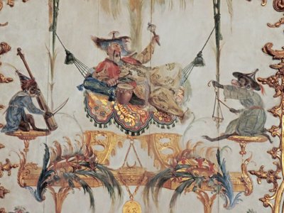 Chantilly, Castello: Un dettaglio della decorazione nella Grande Singerie di Christophe Huet, 1737 da Unknown